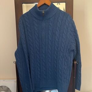 Ralph Lauren thick cotton half zip pull over blue Large